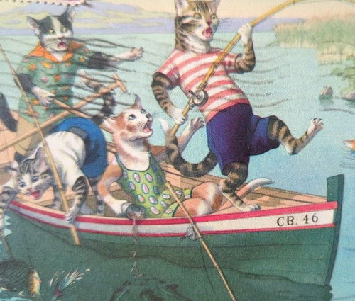 Anthropomorphic cats fishing - cats,