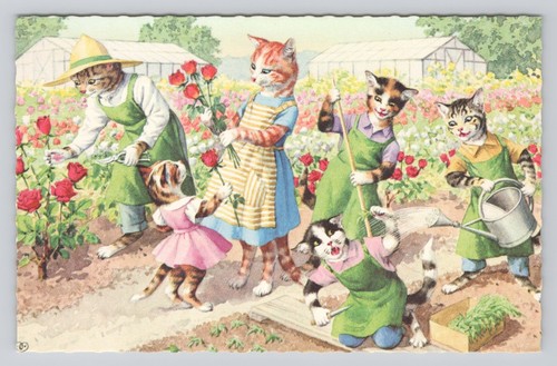 Family cats gardening 4927 - family, #4927